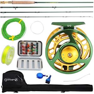 Sougayilang Fly Fishing Rod Reel Combo with Lightweight Portable Rod and Reel, Complete Starter Package (Green)