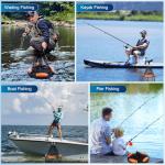 Large Foldable Floating Fishing Basket for Live Caught Fish, Collapsible Rubber-Coated Fish Net Kayak Bait Storage Cage with 5M Double Hook Nylon Rope and 6 Cable Ties, 1 Storage Bag (13x13x15 inch)