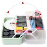 TCMBY 3-Layer Multipurpose Craft Organizers and Storage, Storage Box, Folding Tool Box, Portable Tackle Box, Folding Art & Craft Case, for Medicine, Tool, Sewing Organizer (Mint Green)