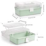 TCMBY 3-Layer Multipurpose Craft Organizers and Storage, Storage Box, Folding Tool Box, Portable Tackle Box, Folding Art & Craft Case, for Medicine, Tool, Sewing Organizer (Mint Green)