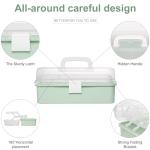 TCMBY 3-Layer Multipurpose Craft Organizers and Storage, Storage Box, Folding Tool Box, Portable Tackle Box, Folding Art & Craft Case, for Medicine, Tool, Sewing Organizer (Mint Green)