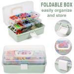 TCMBY 3-Layer Multipurpose Craft Organizers and Storage, Storage Box, Folding Tool Box, Portable Tackle Box, Folding Art & Craft Case, for Medicine, Tool, Sewing Organizer (Mint Green)