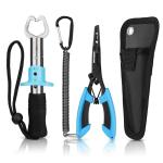 Mossy Oak 2Pcs Fishing Tools Kit- Fishing Plier, Fish Lip Gripper, Multifunctional Fishing Hook Remover with Lanyards Sheath, Saltwater Resistant Fishing Accessories & Equipment, Fishing Gifts for Men