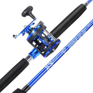 Sougayilang Fishing Rod Combo, 2-Piece Trolling Fishing Reel Combo with 3.8:1 Gear Ratio & 3+1 Bearings, Aluminum Reel Seat for Saltwater/Big Game Fish (LDT40-left Handed, 7'0"-Medium Heavy)