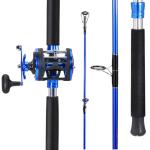 Sougayilang Fishing Rod Combo, 2-Piece Trolling Fishing Reel Combo with 3.8:1 Gear Ratio & 3+1 Bearings, Aluminum Reel Seat for Saltwater/Big Game Fish (LDT40-left Handed, 7'0"-Medium Heavy)