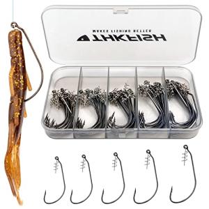 THKFISH 60-Pack Twistlock Fishing Hooks for Bass