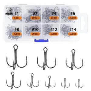 UCEC Treble Hooks Kit - Sharp Carbon Steel, 110pcs