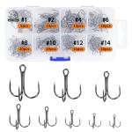 UCEC Treble Hooks Kit - Sharp Carbon Steel, 110pcs