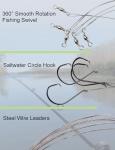 30pcs Circle Hooks with Steel Wire Leaders