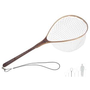 Long Wooden Fly Fishing Net with Measuring Dots