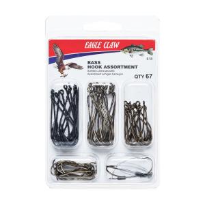 Eagle Claw Bass Hook Assortment, 67 Hooks