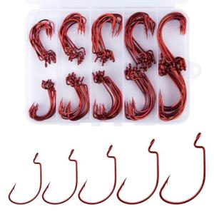 Alwonder 100-Pack EWG Hooks for Bass Fishing
