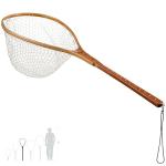Long Wooden Fly Fishing Net with Measuring Dots