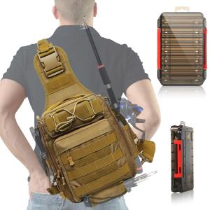 Compact Fishing Tackle Bag with Rod Holder