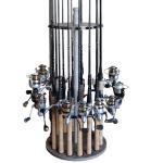 16-Rod Round Fishing Rod Holder - Barnwood