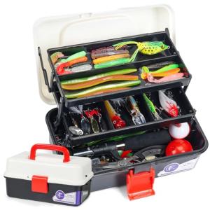 3-Layer Fishing Tackle Box with 321 Pieces