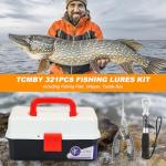 3-Layer Fishing Tackle Box with 321 Pieces