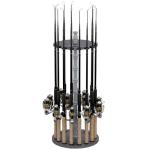 16-Rod Round Fishing Rod Holder - Barnwood