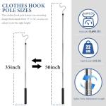 Extendable Stainless Steel Clothes Hook Pole 35"-50