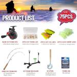 QualyQualy IFishing Rod and Reel Combo, Fishing Combo Complete Set Ice Fishing Kit with Ice Fishing Rod Holder Ice Fishing Jig Line, Left Hand