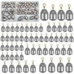 Fishing Weights Kit,60pcs Assorted Bass Casting Weights Iron Fishing Weight Water Drop Bell Sinkers Catfish Sinker Weight for Saltwater Freshwater