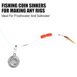 Dr.Fish 5 Pack Fishing Coin Sinkers Lead Fishing Weights Disc Weights No Roll Freshwater Saltwater River Bank Surf Fishing Catfishing, 1oz