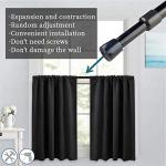 Adjustable Black Spring Tension Curtain Rod 28-43 Inch