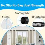 Adjustable Tension Curtain Rod - Black, No Drilling