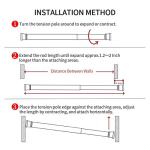 Adjustable Black Spring Tension Curtain Rod 28-43 Inch