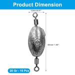 20 Pcs Inline Trolling Fishing Weights with Swivels
