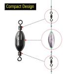 AMYSPORTS Saltwater Bullet Sinkers with Swivel, 15pcs