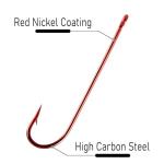 Dr.Fish Extra Long Red Hooks for Freshwater Fishing