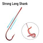 Dr.Fish Extra Long Red Hooks for Freshwater Fishing