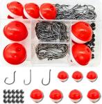 ELLYCIO 147/295 PCS Fishing Tackle Kit, Including Fishing Hooks, Bobbers, Octopus Circle Baitholder Hooks, Sinker Weights for Bass Trout Catfish Panfish (147 Pcs Fishing Tackle Kit)