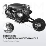 Piscifun Alijoz 400 Baitcaster Fishing Reel, 35Lbs Max Drag Aluminum Alloy Frame Baitcasting Reel, 8.1:1 Gear Ratio Freshwater and Saltwater Low Profile Casting Reel for Musky, Black Right Handle