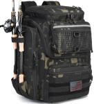 HAMBOLY Fishing Backpack with Rod Holders, 40L Tackle Box Backpack for Fishing Gear and Equipment, Waterproof Fishing Tackle Bag for Men