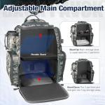 Piscifun Fishing Tackle Backpack with 4 Trays, Large Outdoor Storage Tackle Bag with Protective Rain Cover Digital Camouflage