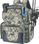 Piscifun Fishing Tackle Backpack with 4 Trays, Large Outdoor Storage Tackle Bag with Protective Rain Cover Digital Camouflage