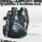 Piscifun Fishing Tackle Backpack with Rod Holders & 4 Tackle Boxes, Outdoor Fishing Bag with Waterproof Rain Cover Camouflage