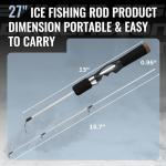 WIDDEN Ice Fishing Rod and Reel Combo, 27" Medium Light Spinning Ice Fishing Pole, Ice Fishing Gear with Fishing Line Fishing Lures for Saltwater Freshwater Trout Bass Walleye