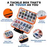 TOPFORT 187/343pcs Fishing Accessories Kit, Fishing Tackle Box with Tackle Included, Jig Hooks, Bullet Bass Casting Sinker Weights, Swivels Snaps, Sinker Slides, Fishing Gear and Equipment