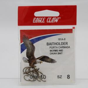 Eagle Claw 181A-8 Baitholder Hook, Size 8, Bronze, 10 Pack