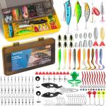 WITOROR Fishing Lures, 144Pcs Tackle Box Included Crankbaits, Spoon, Hooks, Jigs, Weights and More Other Accessories, Fishing Bait Lure Gear Teasers Kit Gifts for Men Bass Freshwater