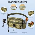 KastKing BaitSpace Waist Bag – Waterproof Tackle Storage Bag With Adjustable Belt, Fishing Fanny Pack for Men, Soft Bait Organizer, 3600 Utility Box, Rod Holder, Nylon, Khaki Camo