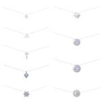 SUPERFINDINGS 9 Style Transparent Fishing Line Choker Necklaces Fashion Invisible Pendant Necklace Single Cross Star Cubic Zircon Pendant Choker Necklace Cute Jewelry for Commuting Party Travel