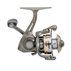 Lew’s Laser Lite Spinning Fishing Reel, Size 50 Reel, 6+1 Bearings, 5.0:1 Gear Ratio, Graphite Frame, Metallic Gray/Silver/Gold (Clam Packaging)