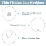 SUPERFINDINGS 9 Style Transparent Fishing Line Choker Necklaces Fashion Invisible Pendant Necklace Single Cross Star Cubic Zircon Pendant Choker Necklace Cute Jewelry for Commuting Party Travel