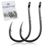 FishTrip Octopus Baitholder Fishing Hooks, 50/100pcs Sharp Barbed High Carbon Steel Offset Circle Hooks for Freshwater Saltwater
