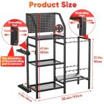 POKIPO Fishing Rod Holders for Garage,Fishing Rod Rack Storage up to 18 Rods,3 Tier Adjust Heavy Duty Metal Fish Pole Stand Organizer with Pegboard for Fishing Gear and Equipment Accessories