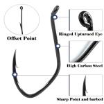 FishTrip Catfish Hooks Big River Hooks, 25pcs Live Cut Bait Fishing Hook for Catfishing Flathead Saltwater Freshwater (1/0)